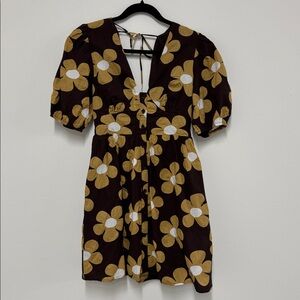 NWT Mustard and Brown Floral Dress